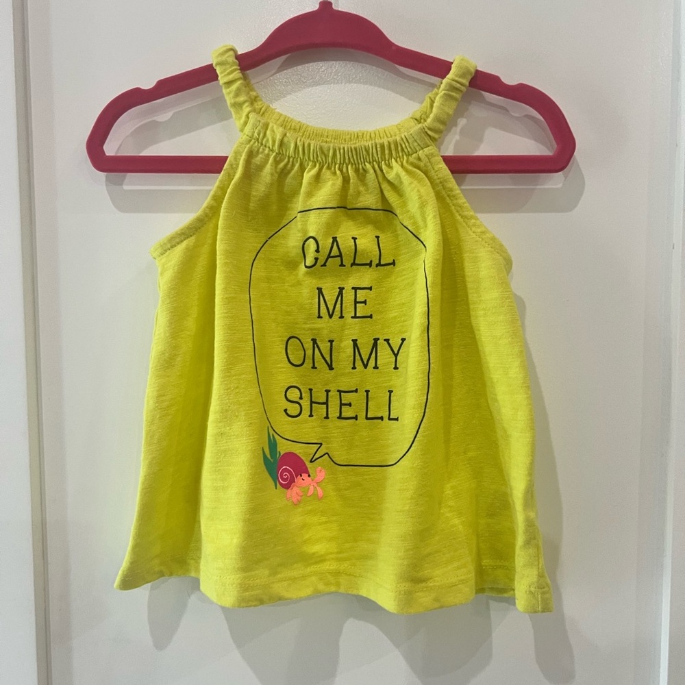 🥳3/$12🥳 Yellow Tank Top Fun Summer Design. Baby Girls size 9-12 months.